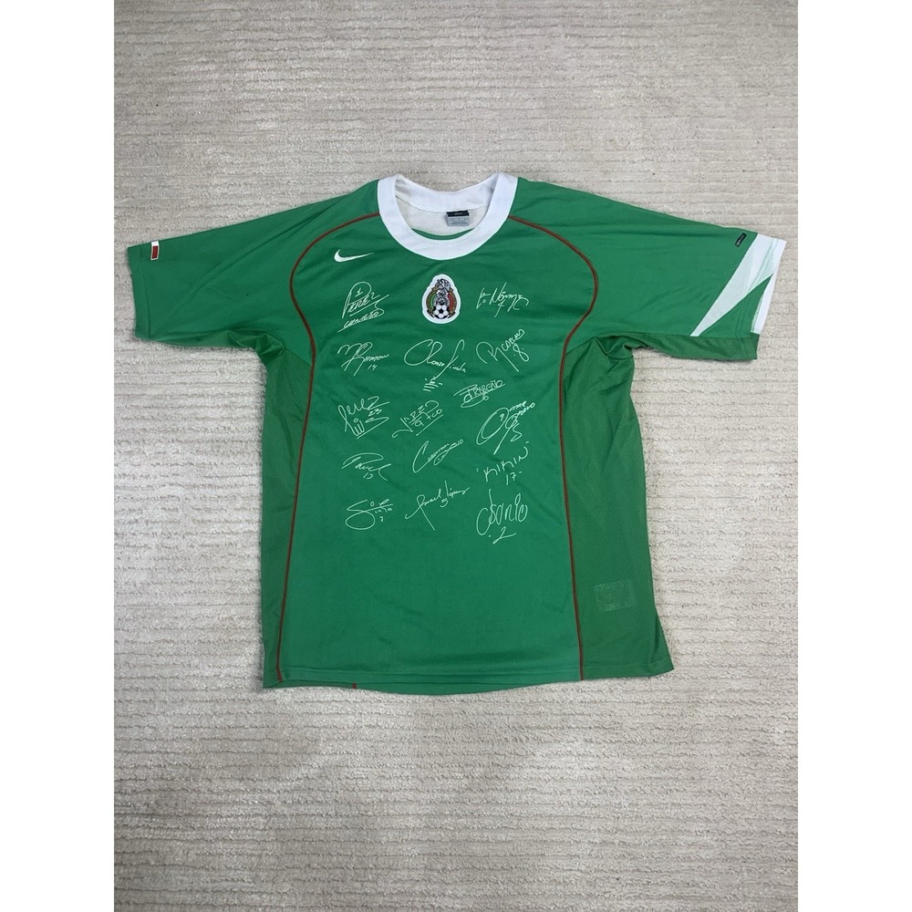 Nike Mexico 2005 Home Dri-Fit Printed Signatures Soccer Football Jersey Size XL
